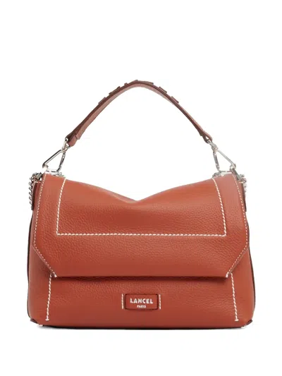 Lancel Ninon Topstitch Flap Shoulder Bag In Brown