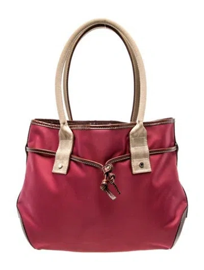 Pre-owned Lancel Nylon Shoulder Bag In Burgundy