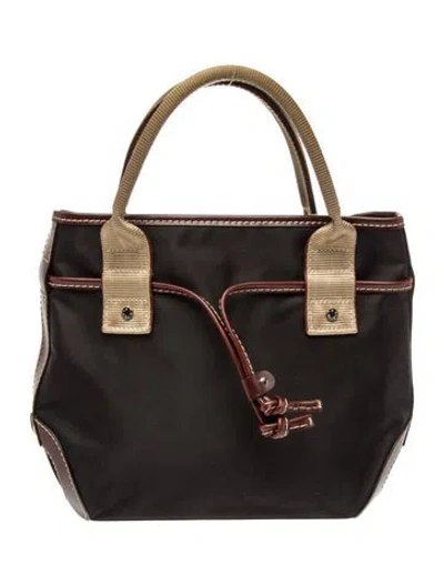 Pre-owned Lancel Nylon Top Handle Bag In Black