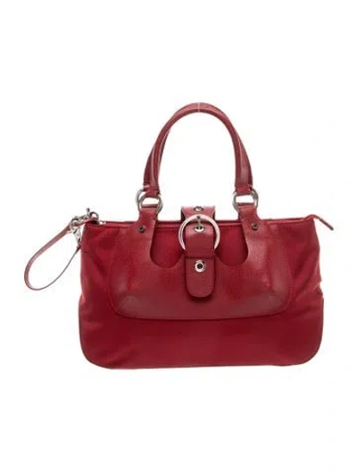 Pre-owned Lancel Nylon Top Handle Bag In Burgundy