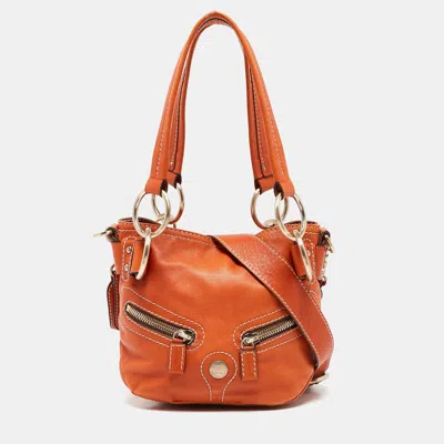 Pre-owned Lancel Orange Leather Pocket Hobo