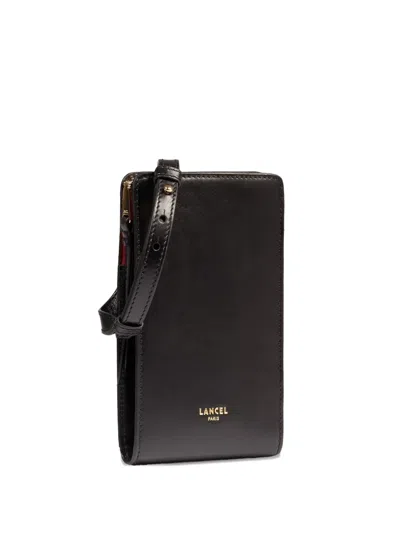 Lancel Origami Zip-top Leather Bag In Black