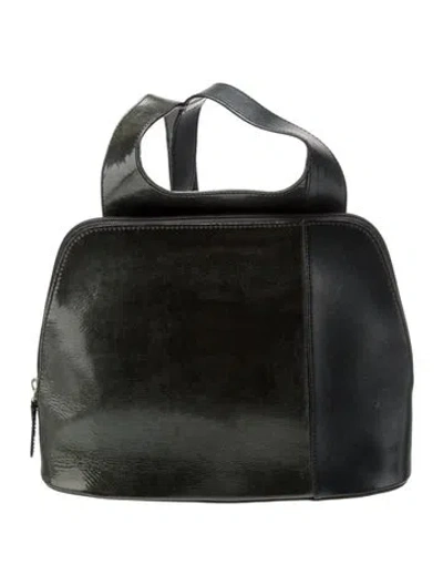 Pre-owned Lancel Patent Leather Top Handle Bag In Black