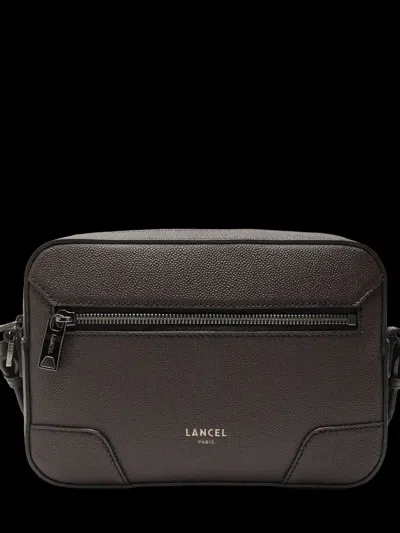 Lancel Pebbled Leather Messenger Bag In Gray