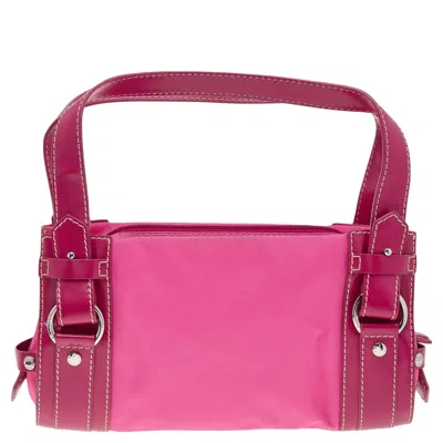 Lancel Pink Canvas And Leather Shoulder Bags