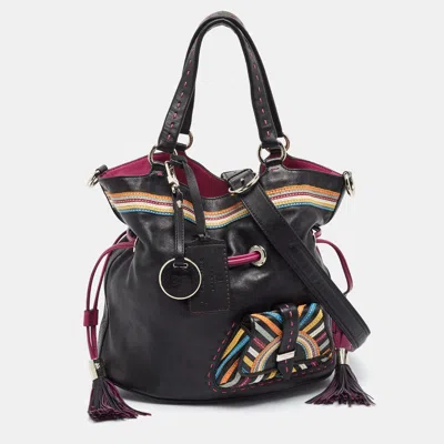 Pre-owned Lancel Premier Flirt Stripe Multicolor Leather Bucket Bag