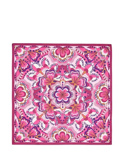 Lancel Printed Silk Square Scarf In Pink