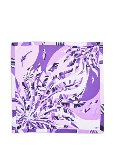 Lancel Printed Silk Square Scarf In Purple