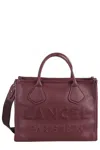 Lancel Rectangular Grained Leather Shoulder Bag In Purple