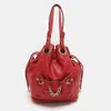 Lancel Red Leather Drawstring Hobo In Red