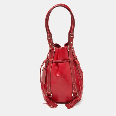 Pre-owned Lancel Red Leather Drawstring Hobo
