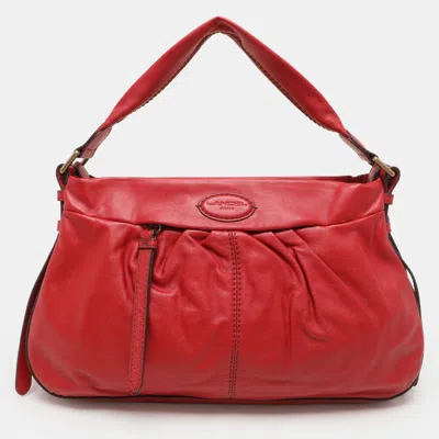 Pre-owned Lancel Red Pleated Leather Satchel