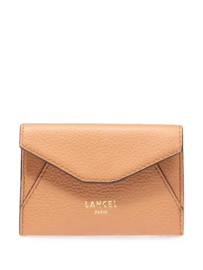 Lancel S Flap-envelope Stamped-logo Clutch Bag In Neutral
