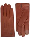Lancel Sellier Logo-stamp Lather Gloves In Brown