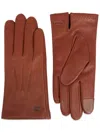 Lancel Sellier Logo-stamp Lather Gloves In Brown