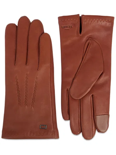 LANCEL SELLIER LOGO-STAMP LATHER GLOVES