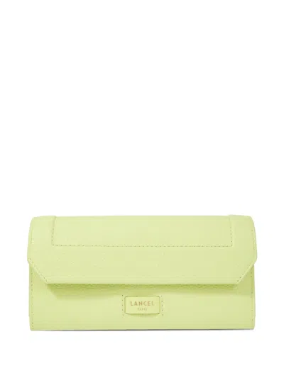 Lancel Slim Flap Wallet In Green