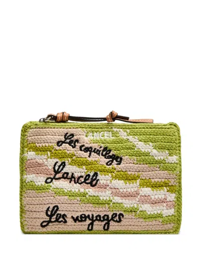 Lancel Small Summer Mania Crochet Zip Clutch Bag In Green