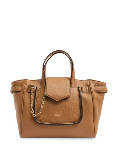 Lancel Small Thea Grained Handbag In Brown