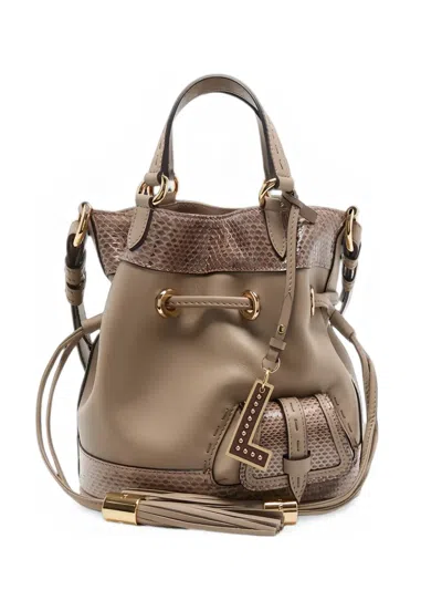 Lancel Snakeskin-effect Panelled Bucket Bag In Nude