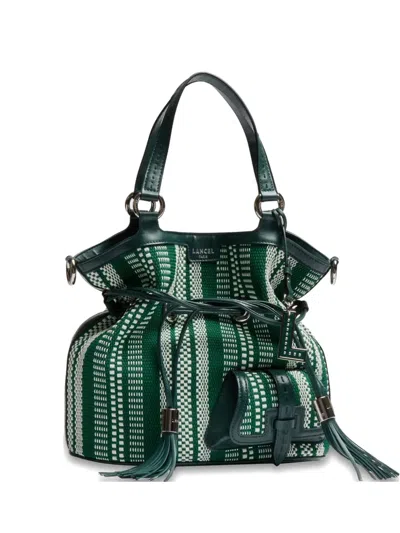 Lancel Stripes Tassel Bucket Bag In Green