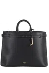 Lancel Structured Leather Handbag With Dual Compartment In Black