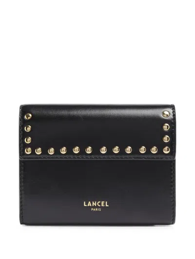 Lancel Studded Leather Flap Wallet In Black