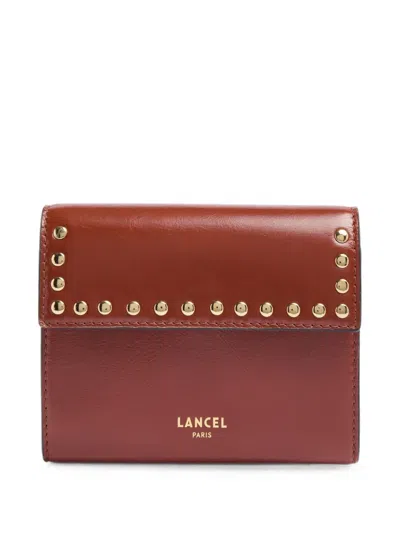 Lancel Studs Leather Wallet In Brown