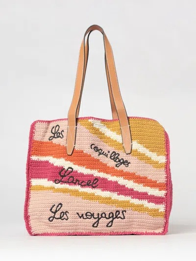 Lancel Summer Mania Crochet Cotton Bag In Pink