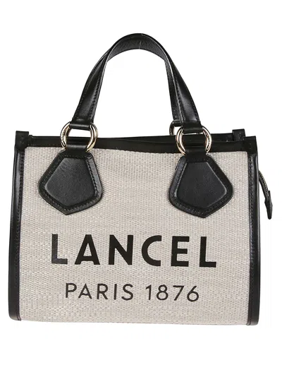 Lancel Summer Small Zip Tote Bag In A Naturel/noir