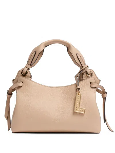 Lancel Swann Grained Leather Tote Bag In Neutral