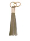 Lancel Tassel Leather Keyring In Green