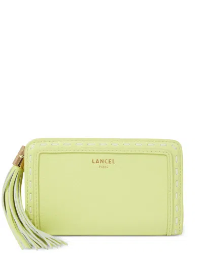 Lancel Tassel Zip Leather Wallet In Yellow
