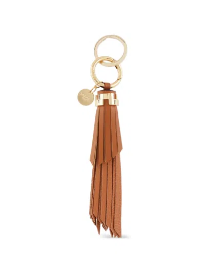 Lancel Tassel-detail Keyring In Brown