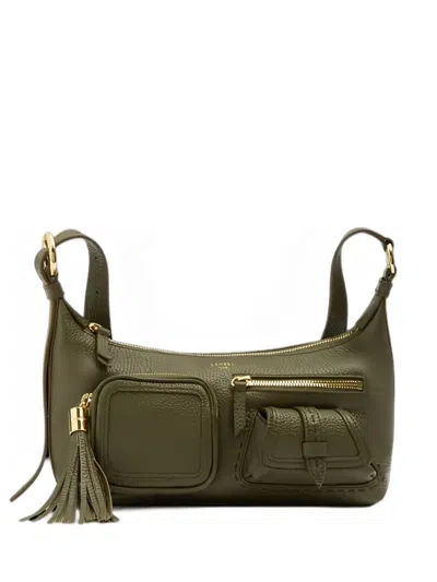 Lancel Tassel-detail Leather Shoulder Bag In Green