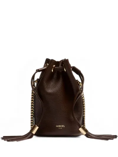 Lancel Tassel-embellished Chain-link Bucket Bag In Brown