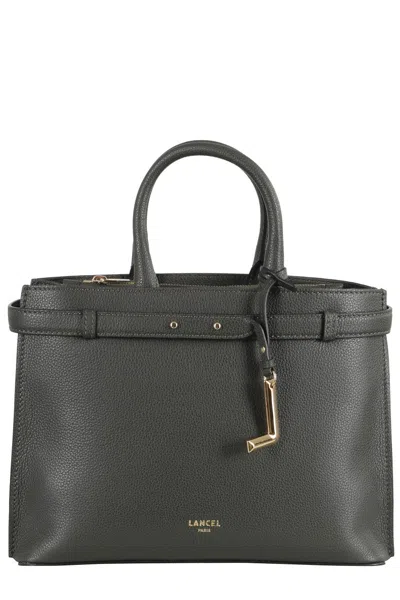 Lancel Textured Leather Structured Handbag In Green