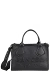 Lancel Textured Rectangular Handbag With Embossed Logo In Black