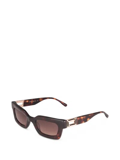 Lancel Tortoiseshell-effect Rectangle-frame Sunglasses In Brown