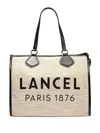 Lancel Large Logo-print Tote Bag In Beige
