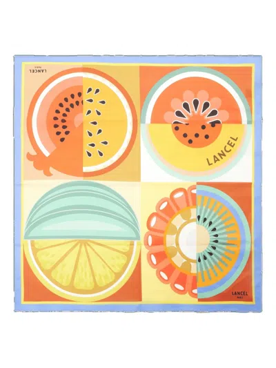 Lancel Tutti Frutti Cotton Scarf In Orange