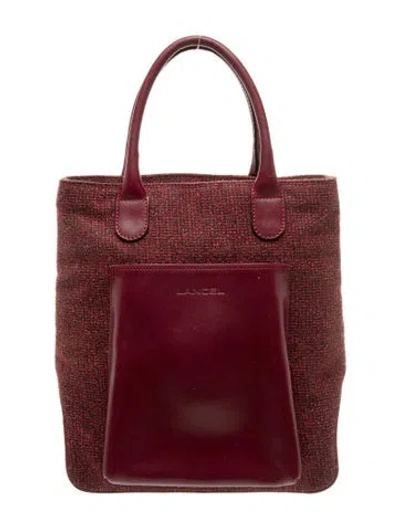 Pre-owned Lancel Tweed Top Handle Bag In Brown