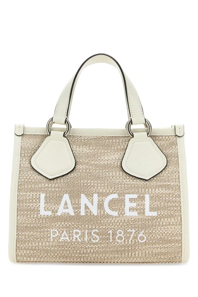 Lancel Two-tone Canvas Summer Shopping Bag In Natural