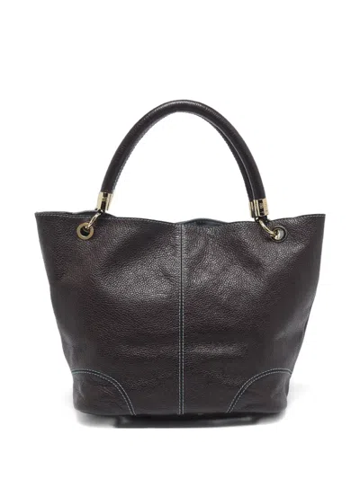 Pre-owned Lancel Vintage Leather Rolled-handles Tote Bag In Brown