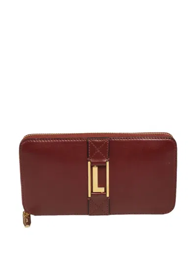 Pre-owned Lancel Vintage  Zip-around Leather Wallet In Red