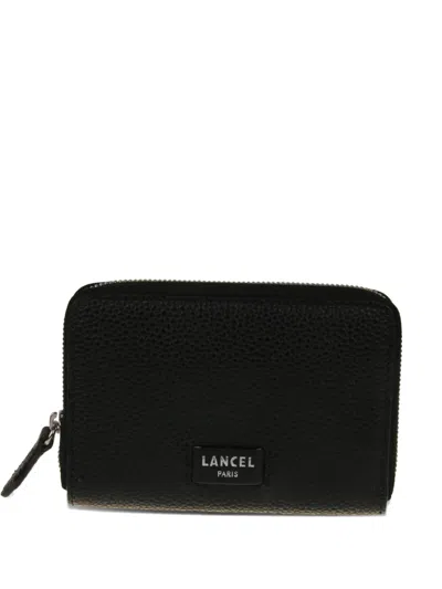 Lancel Zip Leather Wallet In Black