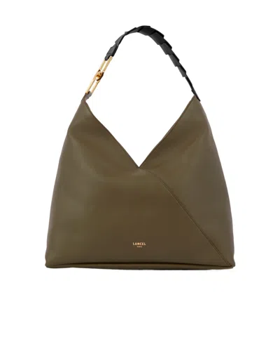 Lancel Zippered Shoulder Bag In Green