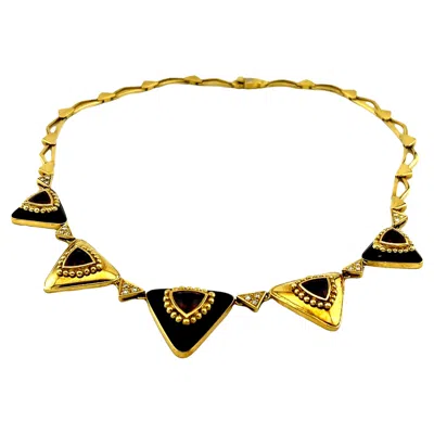 Pre-owned Lancetti Vintage L. Ricci For  18k Blue Enamel Necklace With Natural Tourmaline