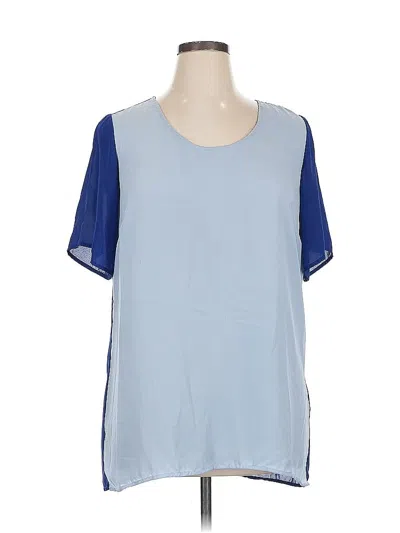 Pre-owned Landa Curve By Dora Landa Short Sleeve Blouse In Blue