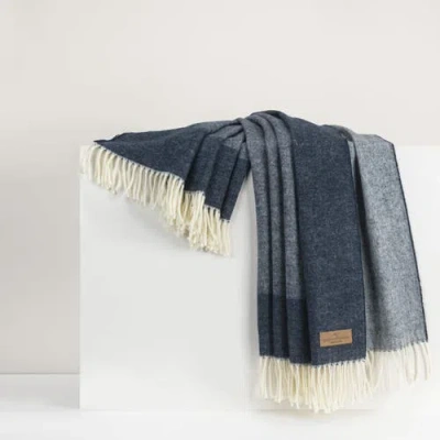 Lands Downunder Border Herringbone Throw In Navy